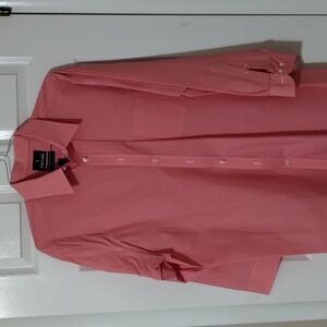 Stafford pink plaid 17 32/33 long sleeve button dress shirt